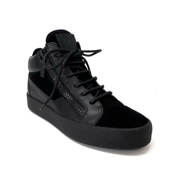 Giuseppe Zanotti Kriss Mid Sneakers All Black Euro Size 40 = US 10 Leather EUC - Picture 1 of 15